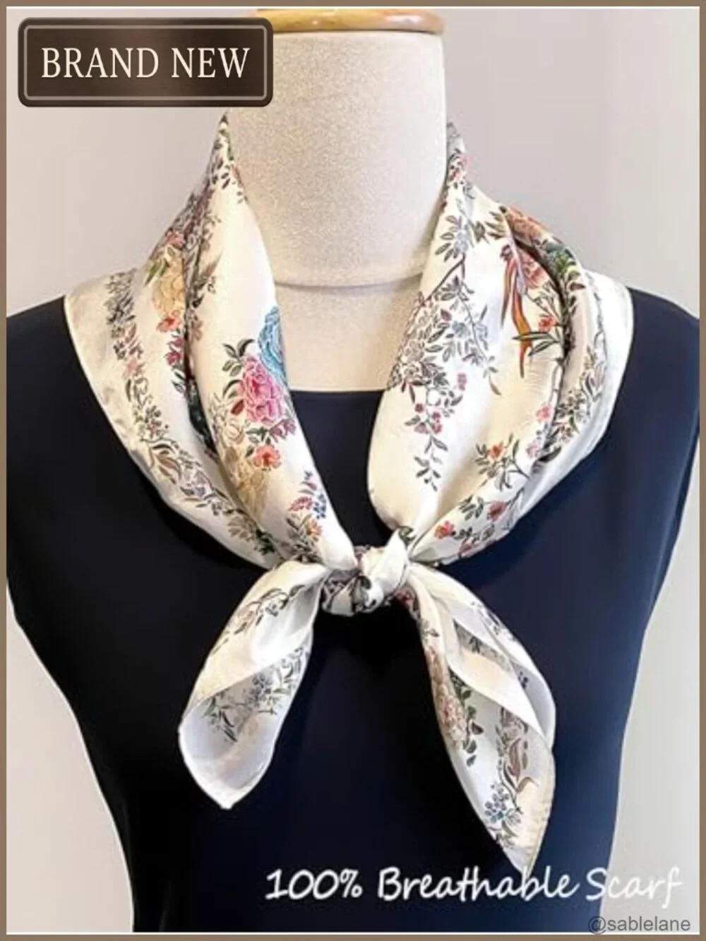 Silky Polyester Square Scarf for Women Lightweight Bandana Neck Hair Wrap 27.5